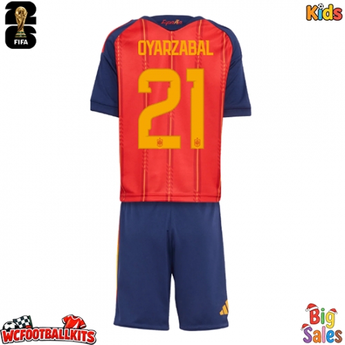 Spain Mikel Oyarzabal #21 Replica Home Stadium Kit for Kids World Cup 2026 Short Sleeve (+ pants)